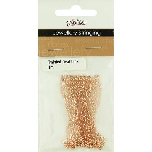 4mm x 2mm Metal Alloy Twisted Oval Link Chain (available in 5 colours)